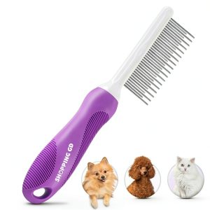 GENPEPADO Dog Cat Grooming Comb Stainless Steel Teeth-0