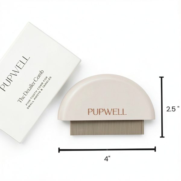 Pupwell Grooming Comb Birch Wood Stainless Steel Teeth Pet-3