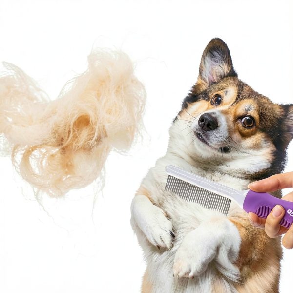 GENPEPADO Dog Cat Grooming Comb Stainless Steel Teeth-6