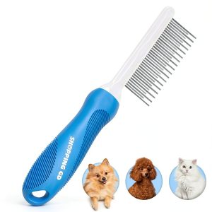 GENPEPADO Dog Cat Grooming Comb Stainless Steel Teeth-0