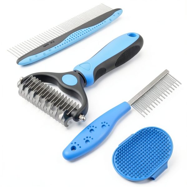 Jigfew Pet Grooming Brush Comb Dematting Deshedding Tool-0