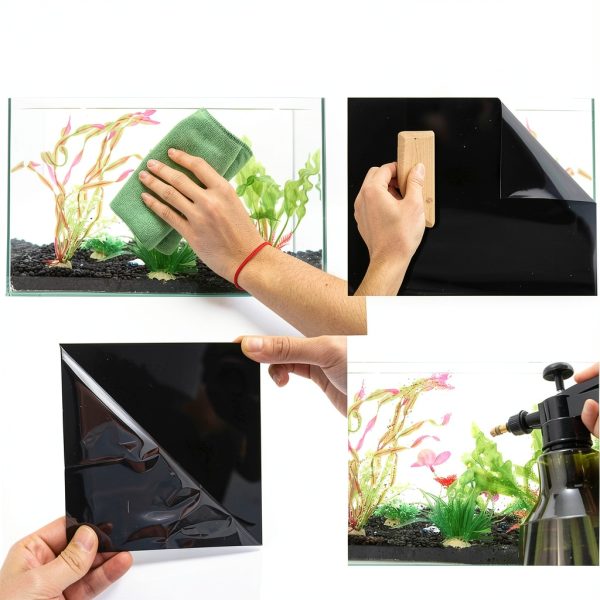 COCODE Aquarium Background Black Static Cling Fish Tank-3
