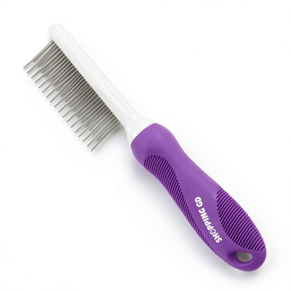 GENPEPADO Dog Cat Grooming Comb Stainless Steel Teeth-2