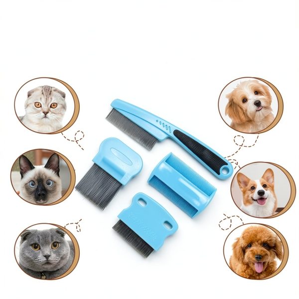 GNAWRISHING Pet Grooming Combs Stainless Steel Teeth Set-2