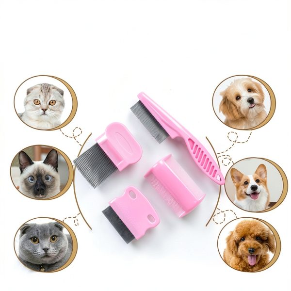 GNAWRISHING Pet Grooming Combs Stainless Steel Teeth Set-2