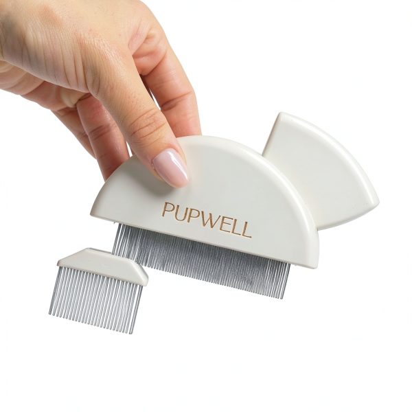 Pupwell Grooming Comb Birch Wood Stainless Steel Teeth Pet-2
